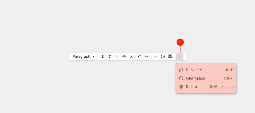 Toolbar unit with delete options