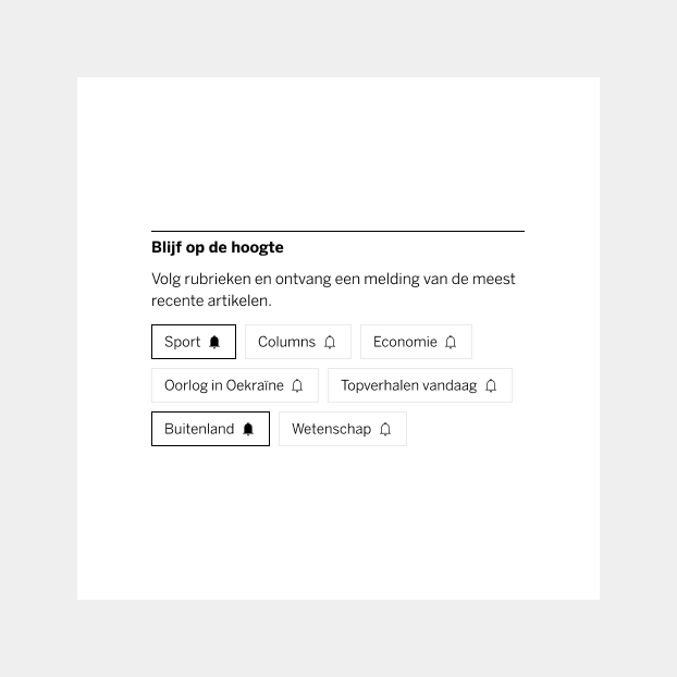 A design of the tags for De Morgen in Light Mode