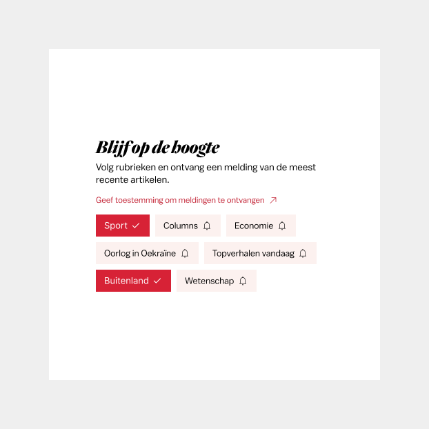 A design of the tags for Het Parool in Light Mode